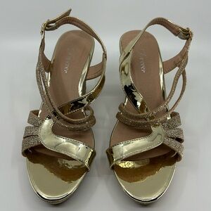 Forever Glitter Gold Wedge, Size 8